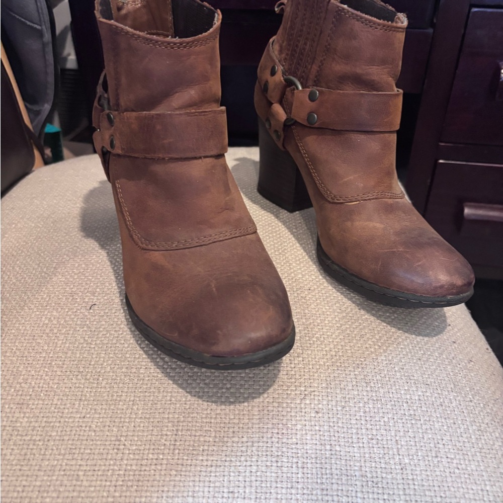 boc Rustic Brown Ankle Boots with Buckle Detail
